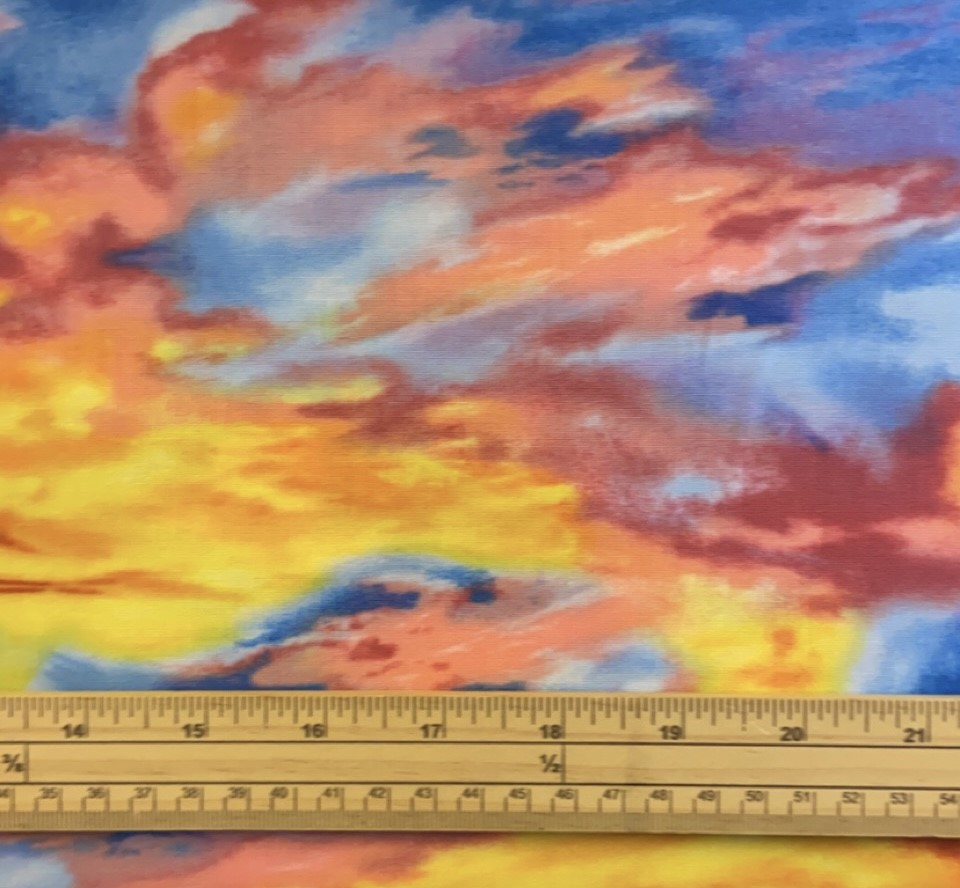 Fat Quarter Sunset Skies Sunrise Clouds 100% Cotton Quilting Fabric
