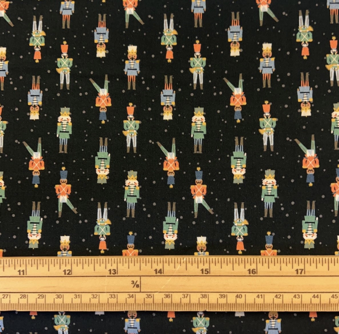 Fat Quarter Christmas Nut Crackers On Black 100% Cotton Quilting Fabric