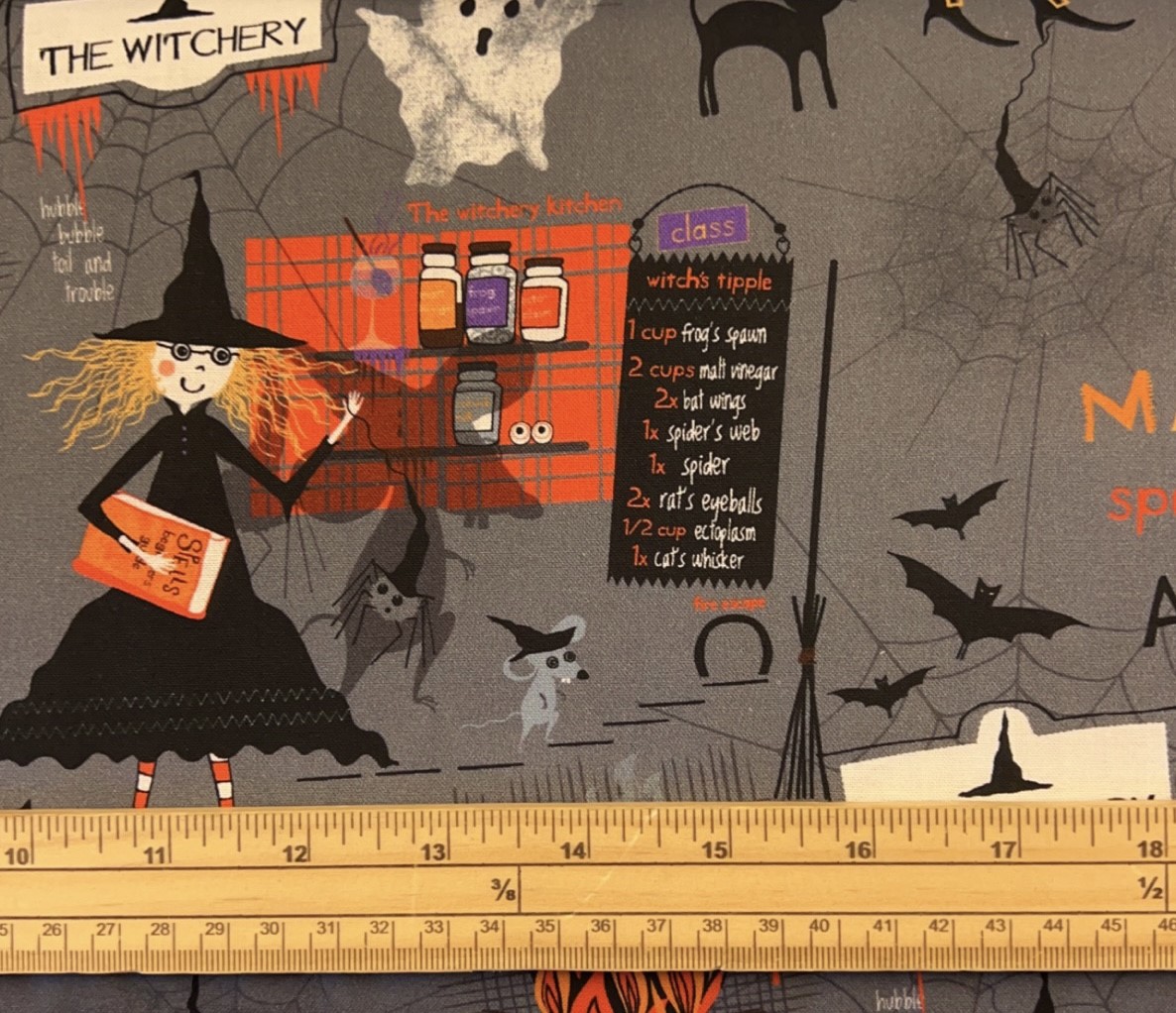 Fat Quarter The Witchery Halloween Witches Allover 100% Cotton Quilting Fabric