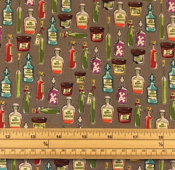 Fat Quarter Haunted House Halloween Potion Bottles 100% Cotton Quilting Fabric