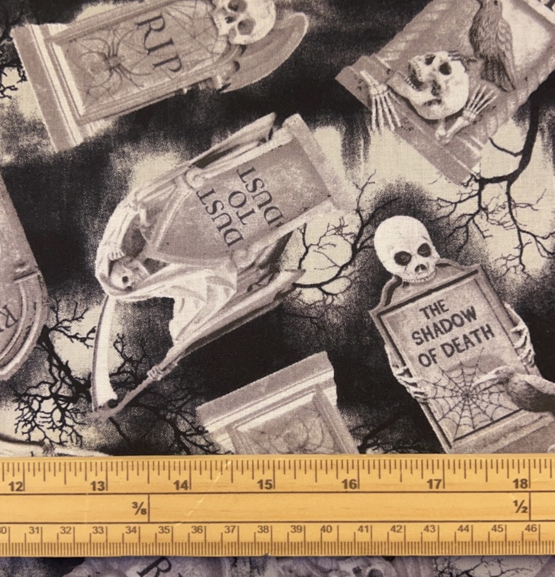 Fat Quarter Wicked Halloween Tomb Stone Graveyard 100% Cotton Quilting Fabric