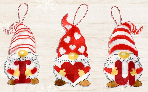 Gnomes Gonks Counted Cross Stitch Kit Love Valentine Heart