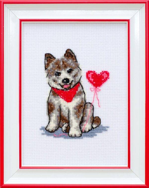 Husky Dog Counted Cross Stitch Kit Love Heart