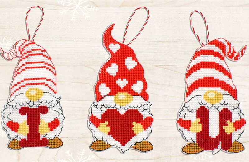 Gnomes Gonks Counted Cross Stitch Kit Love Valentine Heart