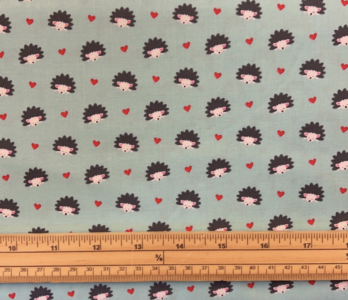 Fat Quarter Hedgehog Haven Woodland Animals Blue 100% Cotton Fabric
