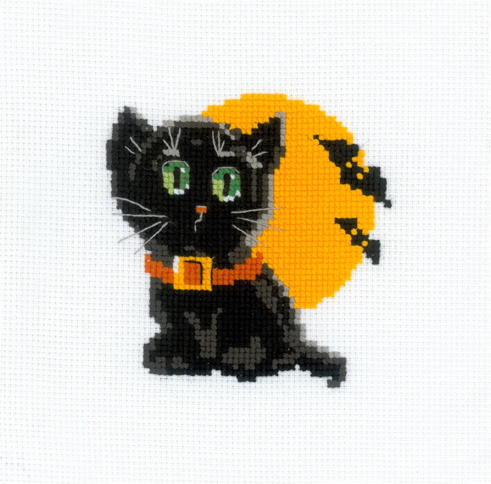 Halloween Black Cat Counted Cross Stitch Kit - Beginners