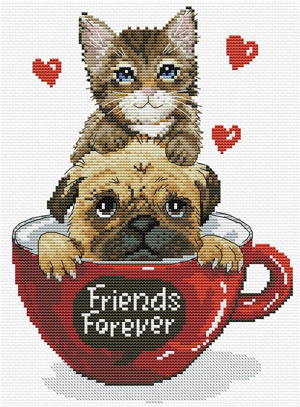 Friends Forever Cat and Dog No-Count Cross Stitch Kit