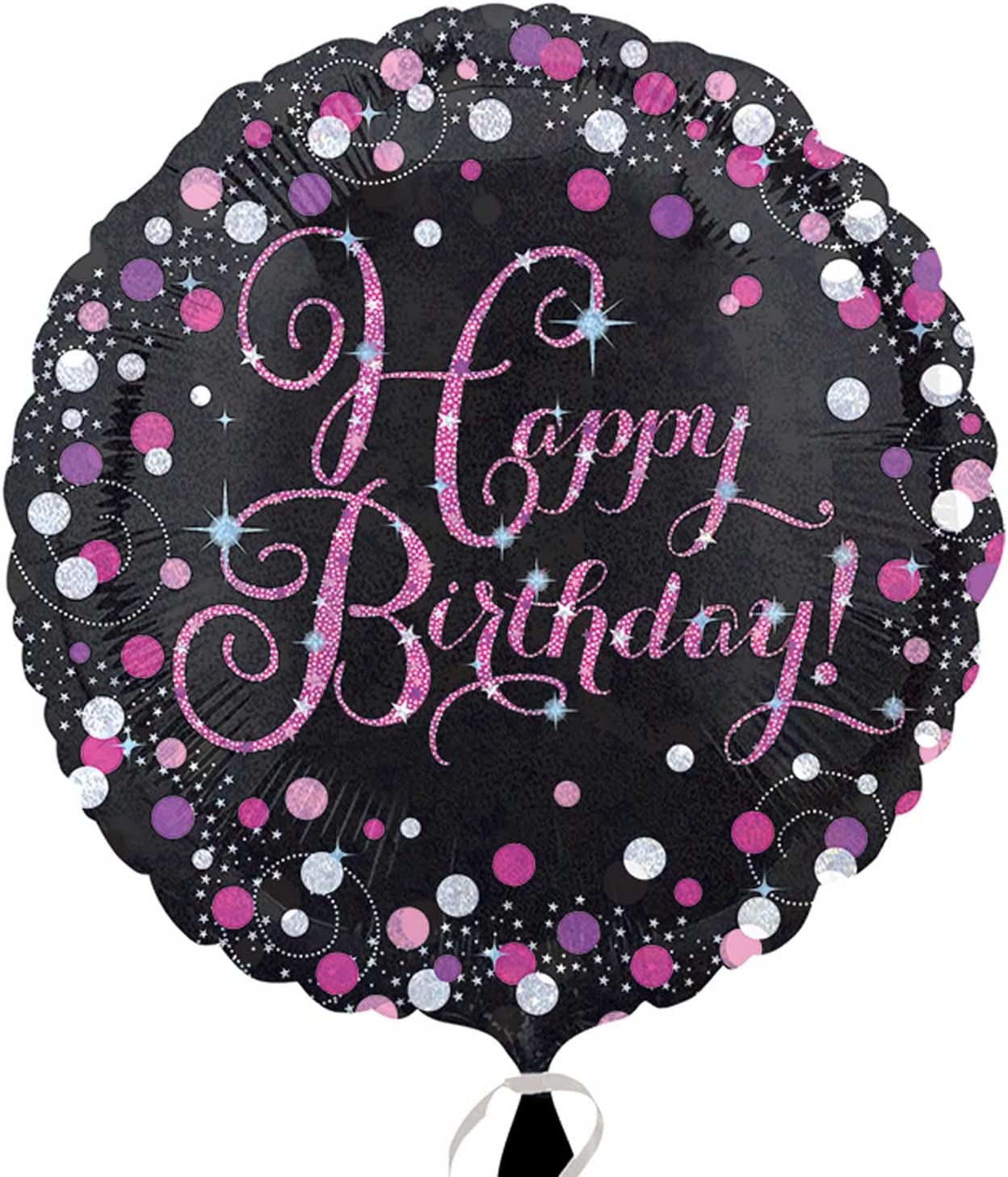Happy Birthday Foil Balloon Bouquet - 18" (Pink On Black)