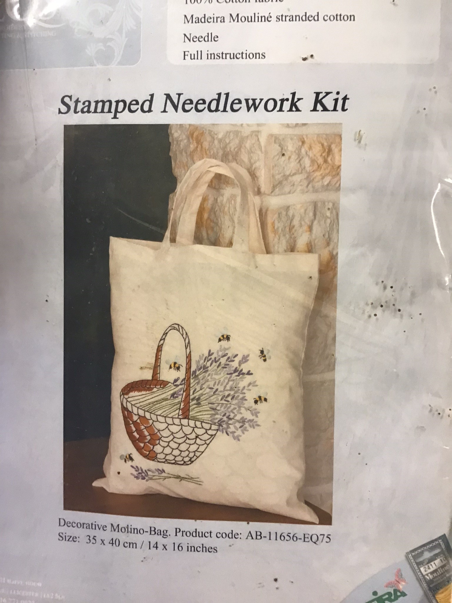 Basket Of Lavender Decorative Molino-Bag Embroidery Kit - 14" x 16"