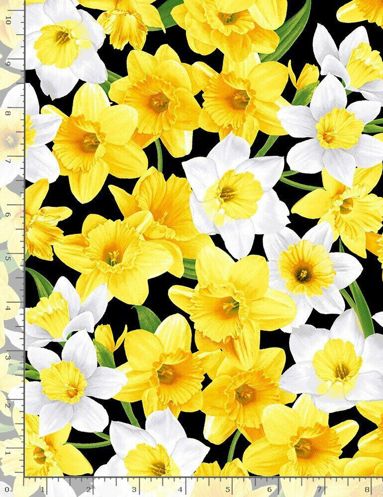 Fat Quarter Daffodil Flowers 100% Cotton Quilting Fabric