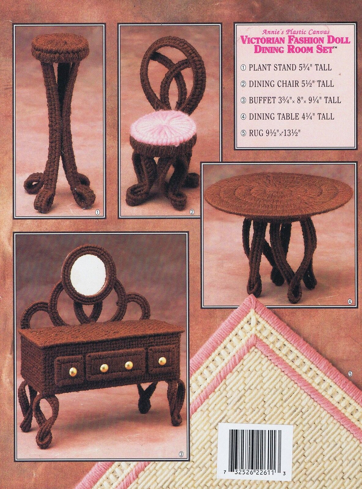 Fashion Doll Barbie etc Dining Room Plastic Canvas Cross Stitch Chart Pattern - Image 2