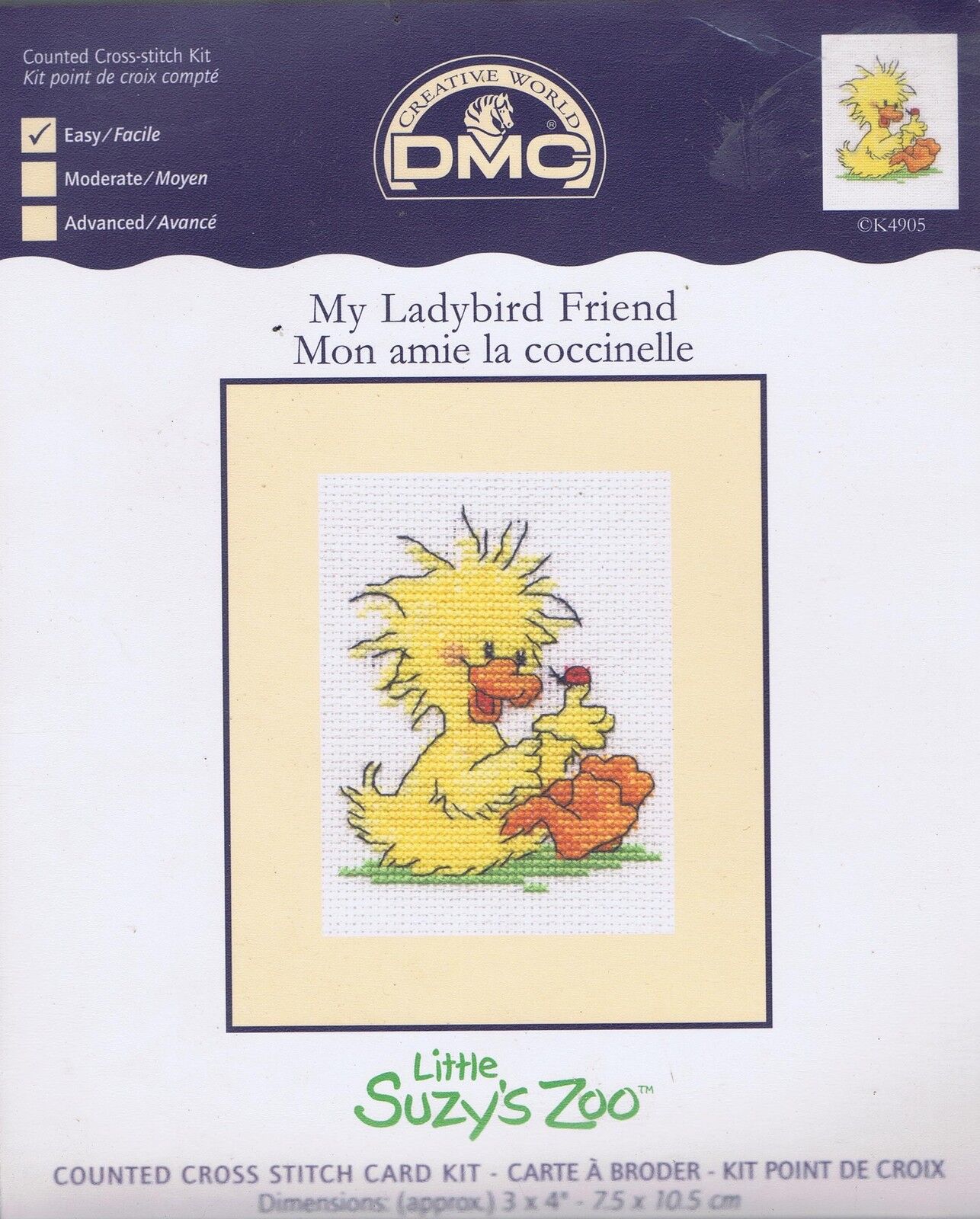 Ladybird Friend (Little Suzys Zoo) Cross Stitch Card Kit DMC
