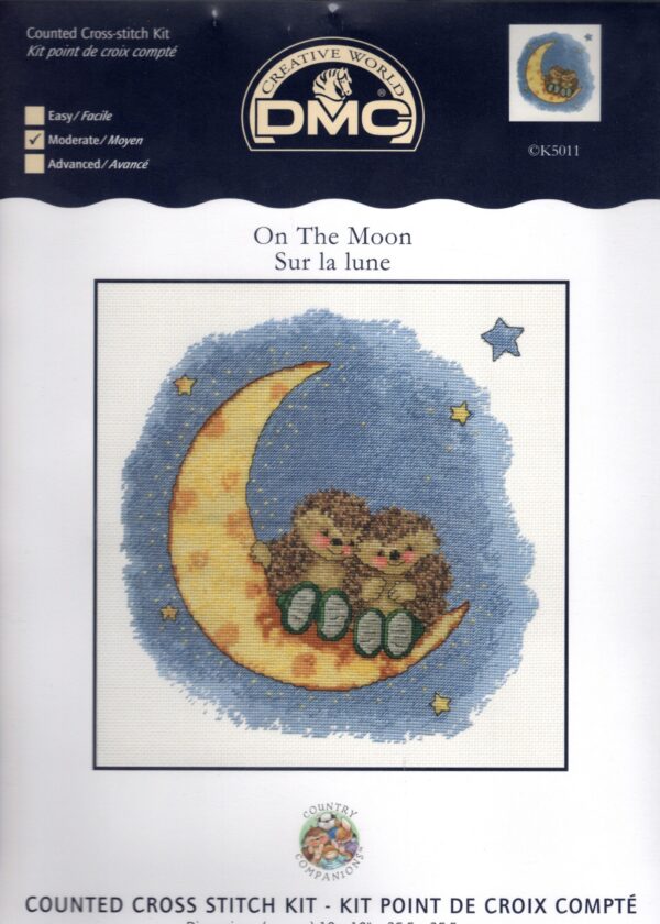 Country Companions On The Moon (Hedgehogs) Cross Stitch Kit 14 Count DMC - K5011 - Image 2