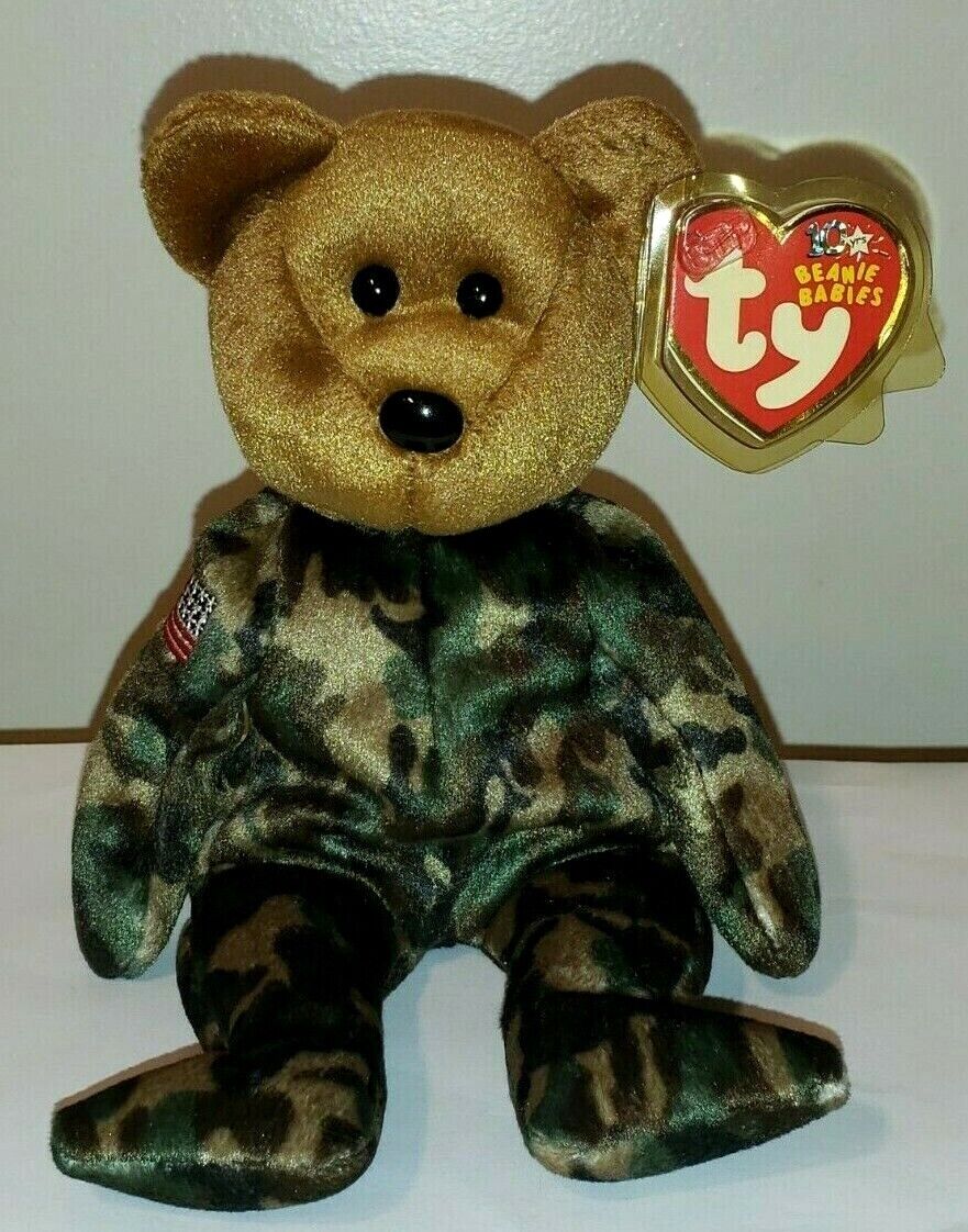 VINTAGE TY Beanie Baby - Hero The US Army 10 Years Bear