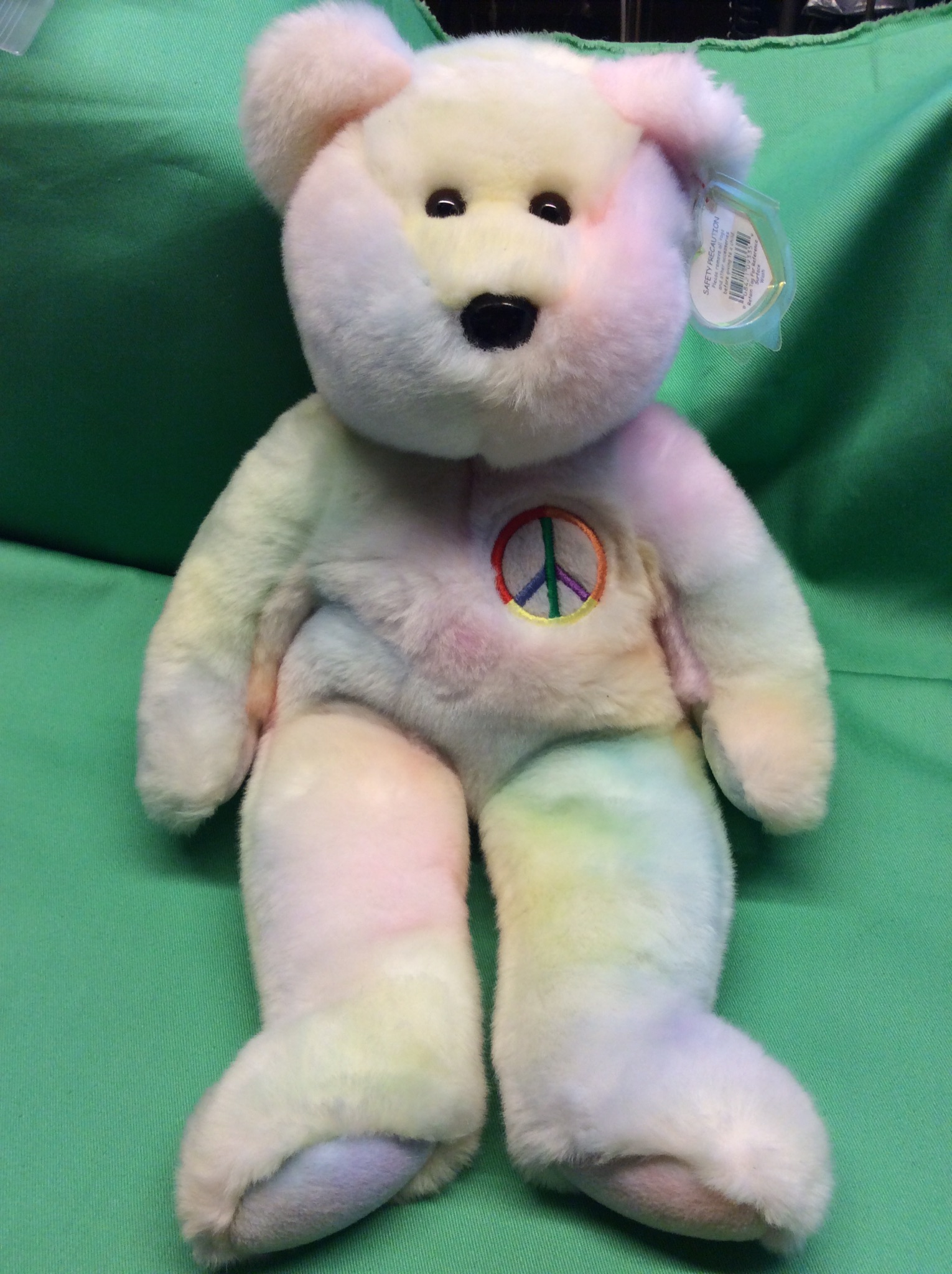 Ty Beanie Buddy Peace - The Peace Bear (Tie Dye Pastel Colours)