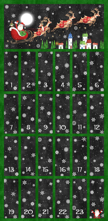 Up On A Rooftop Advent Calendar 100% Cotton Quilting Panel Fabric