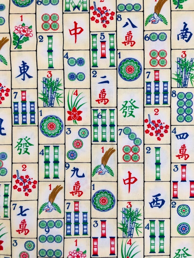 Fat Quarter Mahjong 100% Cotton Craft Quilting Fabric Board Games
