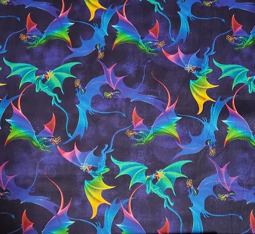 Fat Quarter Rainbow Dragons 100% Cotton Craft Quilting Fabric