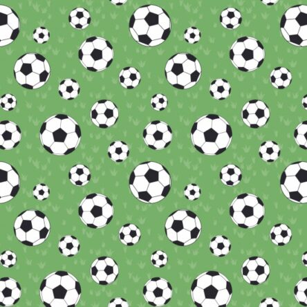 Fat Quarter Footballs on Green Soccer 100% Cotton Quilting Fabric