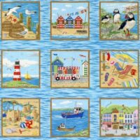 Seaside Scene Image Panels Quilting Fabric 50 Panels Each 8cm Square
