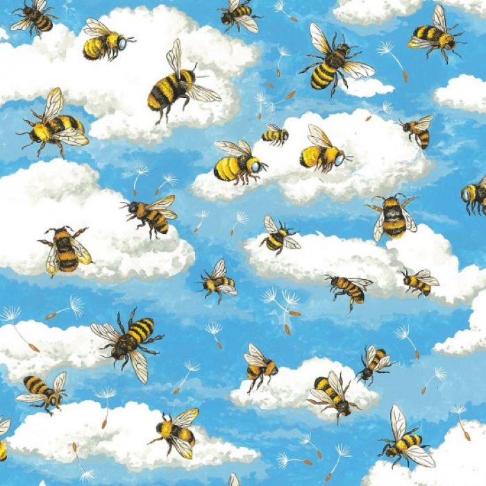 Fat Quarter Bee Haven Honey Bees Flying Cotton Quilting Fabric 55 x 50cm