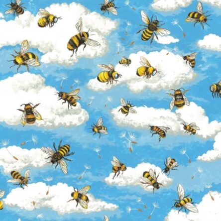 Fat Quarter Bee Haven Honey Bees Flying Cotton Quilting Fabric 55 x 50cm