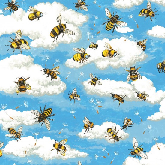Fat Quarter Bee Haven Honey Bees Flying Cotton Quilting Fabric 55 x 50cm - Image 2