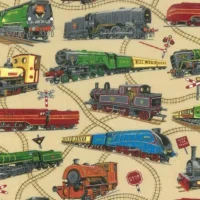 Fat Quarter Loco Motion Locomotive Trains Railway 100% Cotton Quilting Fabric
