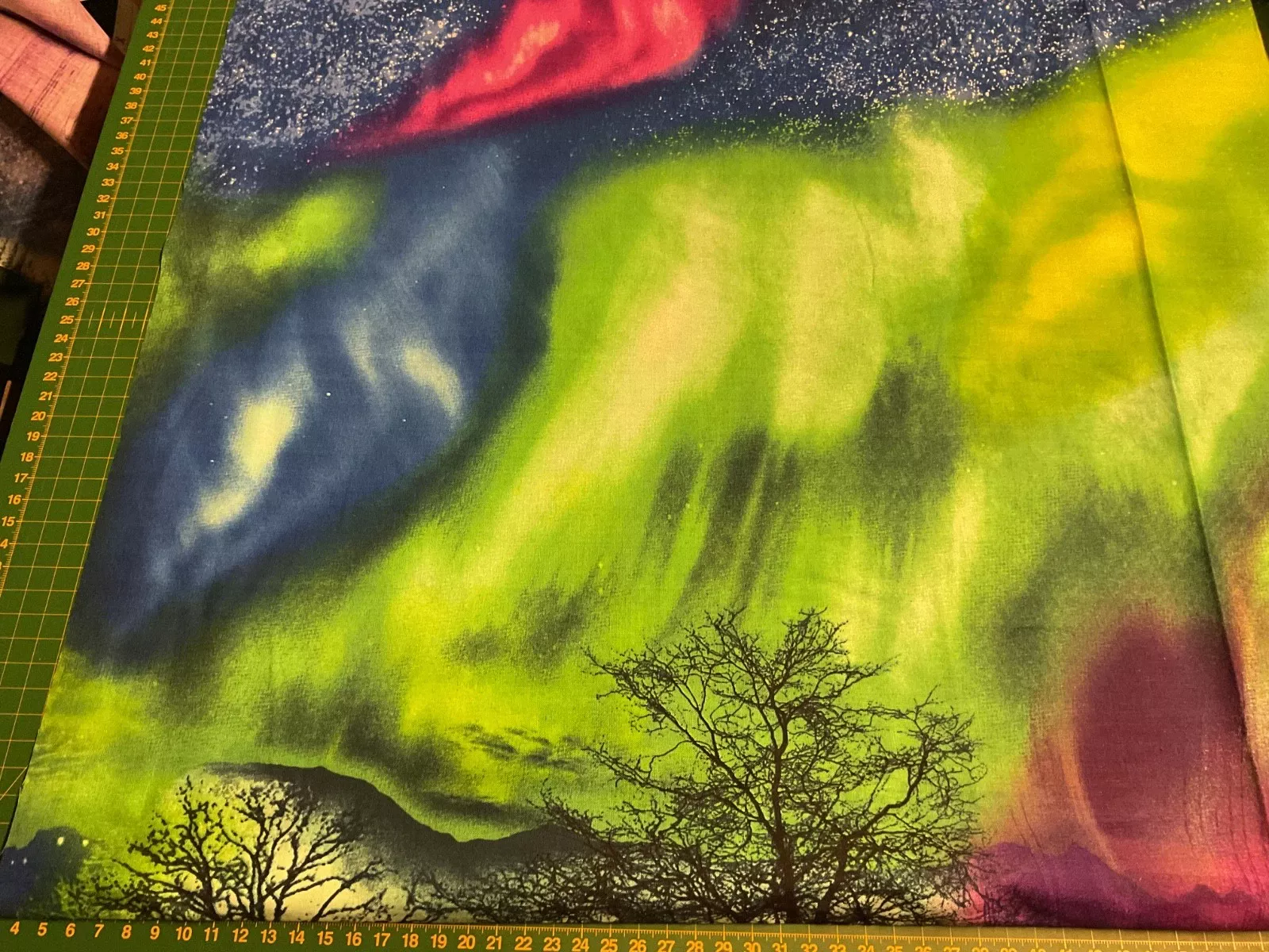 Northern Lights Aurora Trees Cotton Quilting Fabric Panel - Image 5